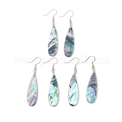 Серьги-подвески из латунных раковин морских ушек EJEW-C161-01A-1