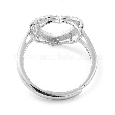 Регулируемое кольцо в форме сердца с 925 компонентом из стерлингового серебра STER-G042-03P-1