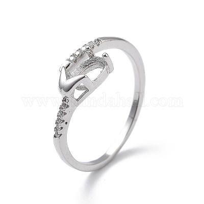 925 кольцо из стерлингового серебра с родиевым покрытием и прозрачным кубическим цирконием STER-C011-01P-1