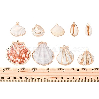 20 шт. 9 стиля подвески из натуральных ракушек с гальваническим покрытием SSHEL-FS0001-12-1