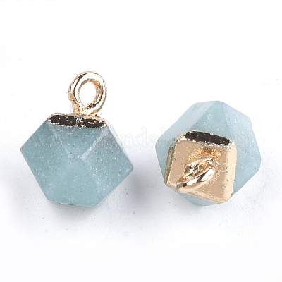 Гальванические круглые подвески из натурального амазонита в форме звезды G-S344-08F-1