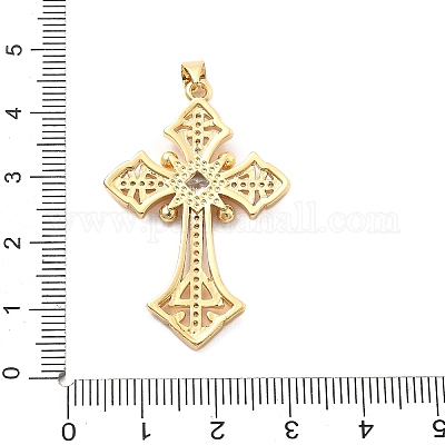 Стойка из латуни с подвесками из кубического циркония и имитацией жемчуга из АБС-пластика KK-Q017-07E-G-1