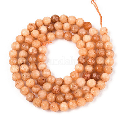 Окрашенные природные белый нефрит бисер пряди G-T139-4mm-60-06-1