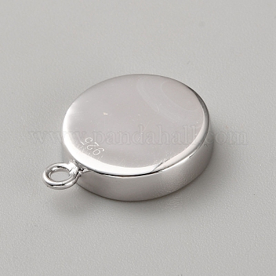 925 плоская круглая подвеска из стерлингового серебра с оправой в виде кабошона STER-WH0030-13P-1