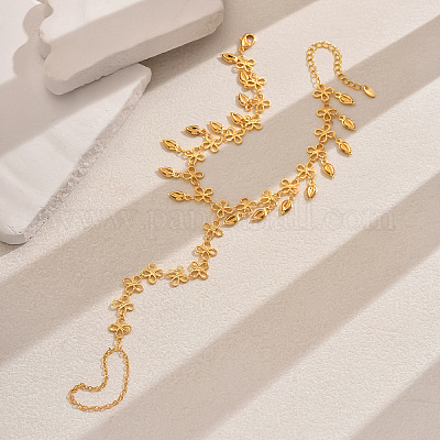 Латунные браслеты с кисточками в виде полых цветов и цепочками для пальцев ног для женского летнего платья OQ1163-1