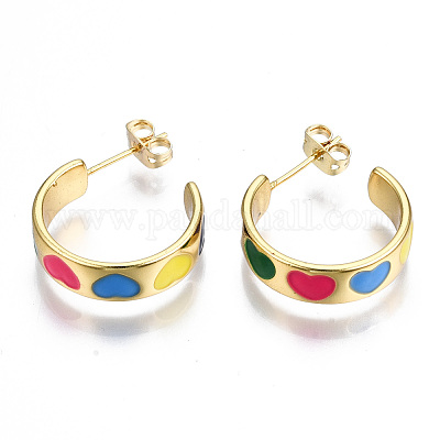 Серьги-гвоздики из латуни X-EJEW-T014-06G-NF-1