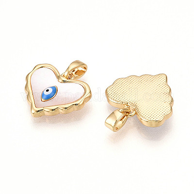 Подвески в форме сердца из натуральной ракушки из латуни KK-N258-07G-1