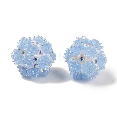 Бусины из полимерной глины ручной работы со стразами и рельефной акриловой розой CLAY-H004-06C-1