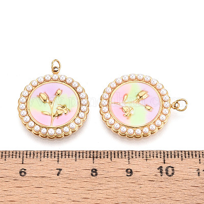 Подвески из нержавеющей стали 304 и эмалированного АБС-пластика с имитацией жемчуга STAS-T069-82B-1