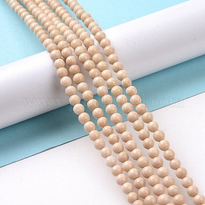 Естественный окаменелого дерева круглые бусины пряди G-P128-49-4mm-1