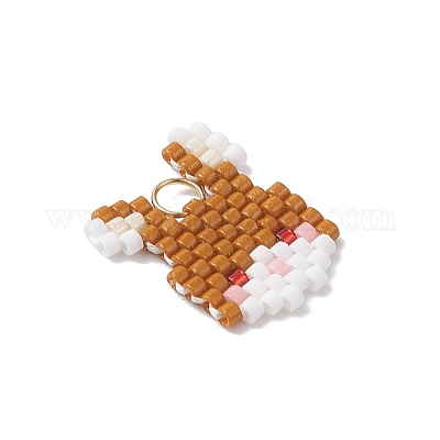 5 шт. подвески в виде головы кролика из двухцветного стеклянного бисера PALLOY-MZ00943-1