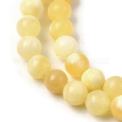 Нити бусин из натурального желтого нефрита G-A274-A01-6mm-1