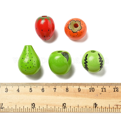 50шт 5 вида деревянных бусин WOOD-FS0001-45-1