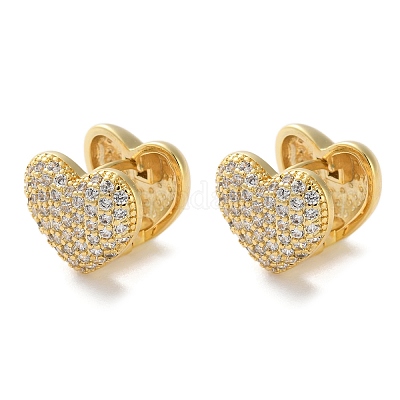 Латунные серьги-кольца из прозрачного кубического циркония EJEW-C121-17G-1