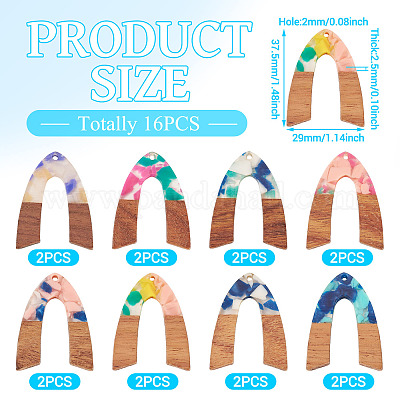 16 шт. подвески из 8-х цветов из смолы и ореха FIND-TA0006-36B-1