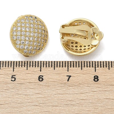 Полукруглые латунные клипсы с микропаве из прозрачных кубических цирконий EJEW-M082-14G-1