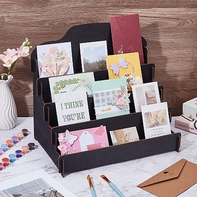 4-уровневые деревянные подставки для держателей карт ODIS-WH0078-53B-1