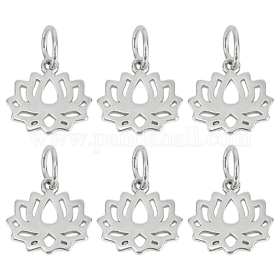 6 шт. 925 полых серебряных подвески-лотоса STER-DR0001-34-1