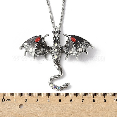 Ожерелья с подвеской в виде дракона из сплава эмали NJEW-V005-01AS-02-1