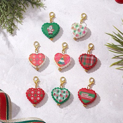 Подвесные украшения из непрозрачного акрила с рождественским принтом HJEW-JM04476-1