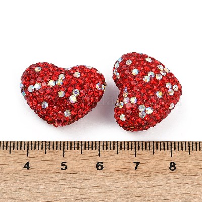 Бусины из полимерной глины в форме сердца со стразами CLAY-NH0002-01B-1