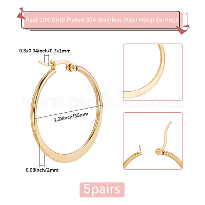 5 пара серег-колец из нержавеющей стали 304 EJEW-BBC0001-92-1