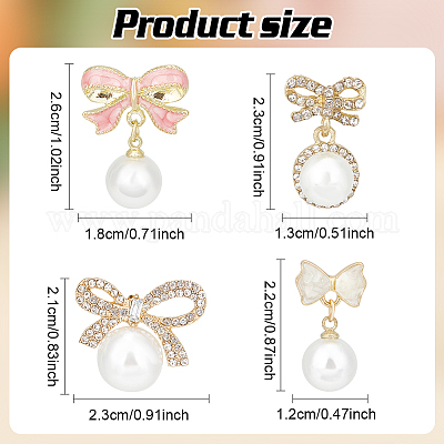 4 пара двух стилей сережек-гвоздиков с бантом из сплава EJEW-AN0004-93-1