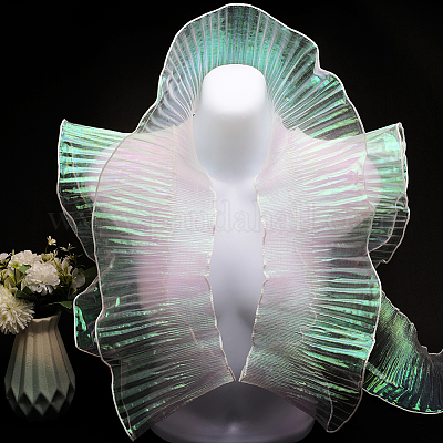 Полиэфирная градиентная плиссированная кружевная ткань в виде листьев лотоса DIY-WH0502-24A-1