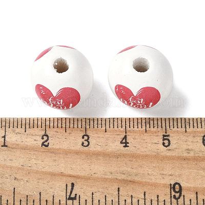 Тема дня матери печатные деревянные европейские бусины WOOD-F016-12-1