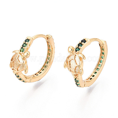 Латунные кубических серьги циркония обруч EJEW-Q014-05G-1