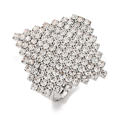 Регулируемые кольца из латуни с ромбом и кубическим цирконием для женщин RJEW-S242-13P-1