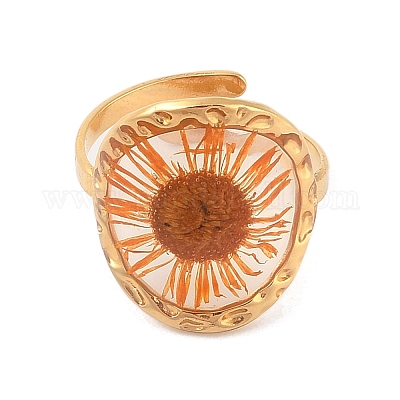 Плоские круглые ионно-покрытие (IP) 304 нержавеющая сталь открытые манжеты кольца для женщин RJEW-Z052-08G-1