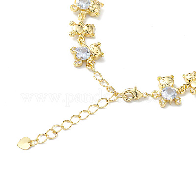 Браслет-цепочка с медвежьим звеном из прозрачного кубического циркония BJEW-H586-02G-1