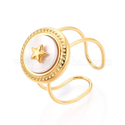 Ионное покрытие (ip) 304 нержавеющая сталь регулируемые открытые манжеты кольца для женщин RJEW-N050-01G-1