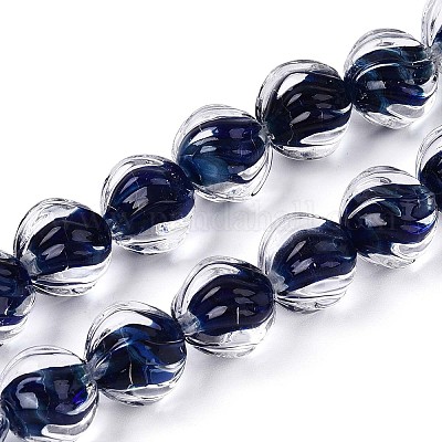 Фактурные внутренние бусины-лэмпворк ручной работы с цветком LAMP-T024-07A-1