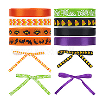 8 рулон 8-х цветной полиэстеровой ленты с принтом в виде корсажа на Хэллоуин OCOR-PH0004-26-1