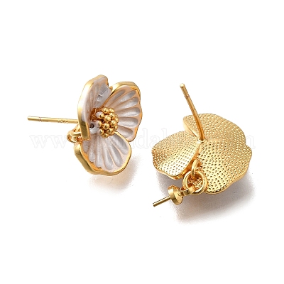 Серьги-гвоздики из латуни с эмалью и штифтами KK-Q048-27G-1