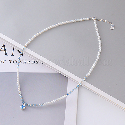 925 подвеска в форме сердца из стерлингового серебра со стразами синего цвета LR5640-1