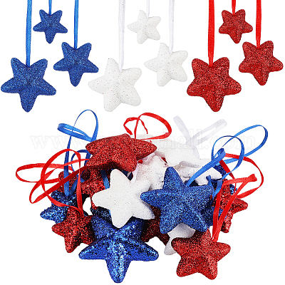 2 комплект 2 стилей подвесных украшений в виде звезд из пеноматериала AJEW-SP0002-59A-1
