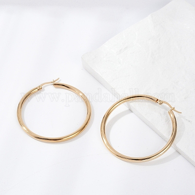 201 большие серьги-кольца из нержавеющей стали EJEW-F205-14G-B-1