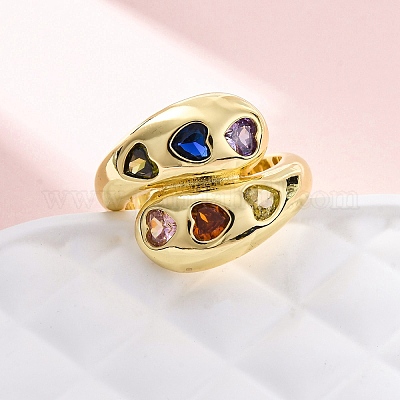 Регулируемые манжеты-кольца из латуни с микропаве из кубического циркония для женщин RJEW-U053-01G-1