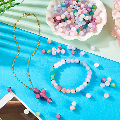 200шт 10 цвета треск стеклянные бусины нити GLAA-TA0003-31B-1