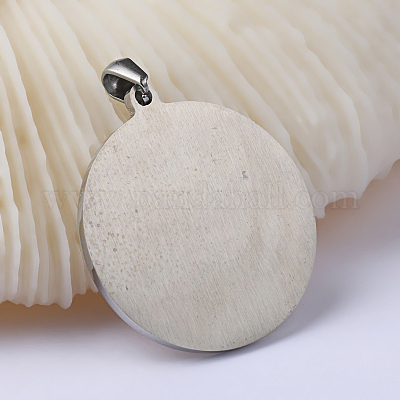 Не тускнеющий плоский круглый с подвесками из нержавеющей стали 201 с изображением дерева жизни STAS-I040-06A-1-1