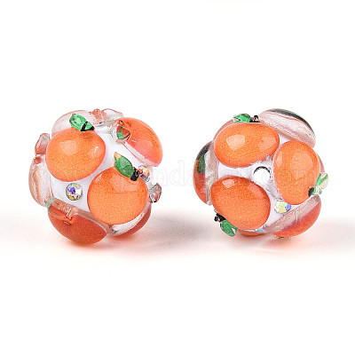 Круглые бусины из смолы в виде фруктов RESI-T059-03G-1