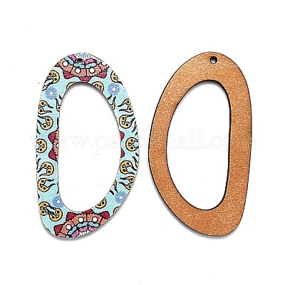 Большие подвески из натуральной липы с принтом WOOD-S045-039-M-1