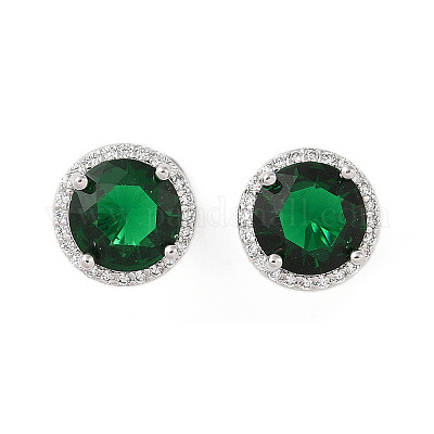 Серьги из латуни с микропаве и цирконием в стойке EJEW-I304-09P-08-1