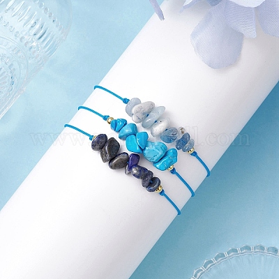 3шт 3 стиля браслетов из плетеных бусин с драгоценными камнями BJEW-JB11146-01-1