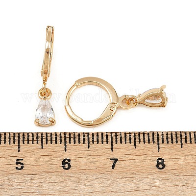Серьги-кольца в форме слезы с микропаве из кубического циркония из латуни EJEW-K309-18G-01-1