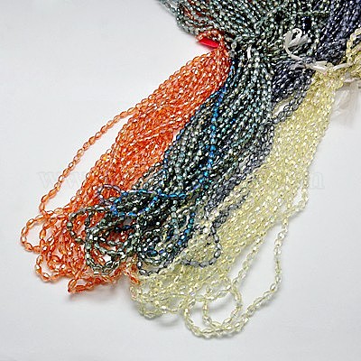 Стеклянные бусины с гальваническим покрытием  EGLA-J013-4X6mm-FM3-1