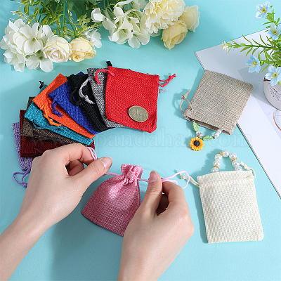 24 шт. 12-х цветные мешочки из мешковины для упаковки ABAG-BBC0001-09-1